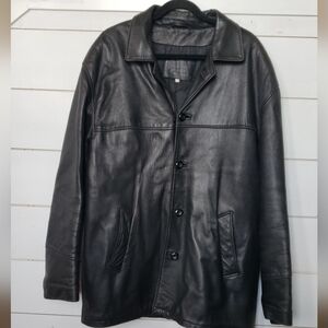 Vintage 90s Grunge Genuine Black Leather Jacket, Men's Size L
